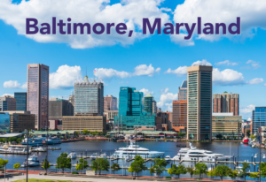 Skyline of Baltimore, Maryland at waterfront