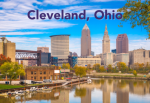 Skyline of Cleveland, Ohio at waterfront