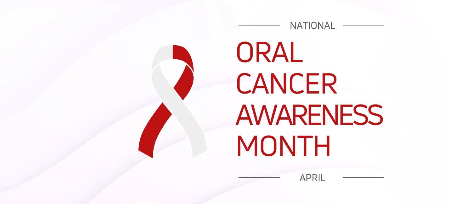 Oral Cancer Awareness Month 2024, Red and white robbon