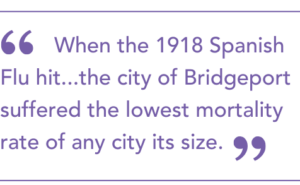 Quote: When the 1918 Spanish Flu hit...the city of Bridgeport suffered the lowest mortality rate of any city its size."
