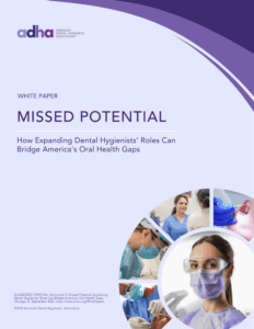 Cover of a white paper published by ADHA "Missed Potential"