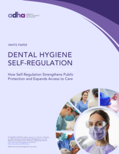 Cover of a white paper published by ADHA "Dental Hygiene Self-Regulation"