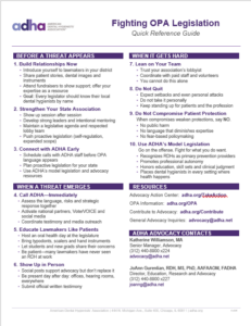 Thumbnail image of the ADHA Quick Reference Guide on Fighting OPA Legislation