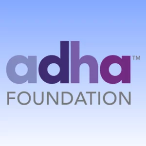 ADHA Foundation logo with blue fading background