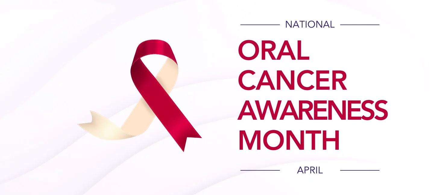 Oral Cancer Awareness Month Ribbon with text National Oral Cancer Awareness Month April