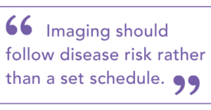 "Imaging should follow disease risk rather than a set schedule."