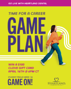 Female in orange sweater and jeans walking away from GAME PLAN for Student Proud Week 2026