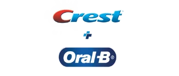 Crest logo Plus Oral B logo stacked vertically